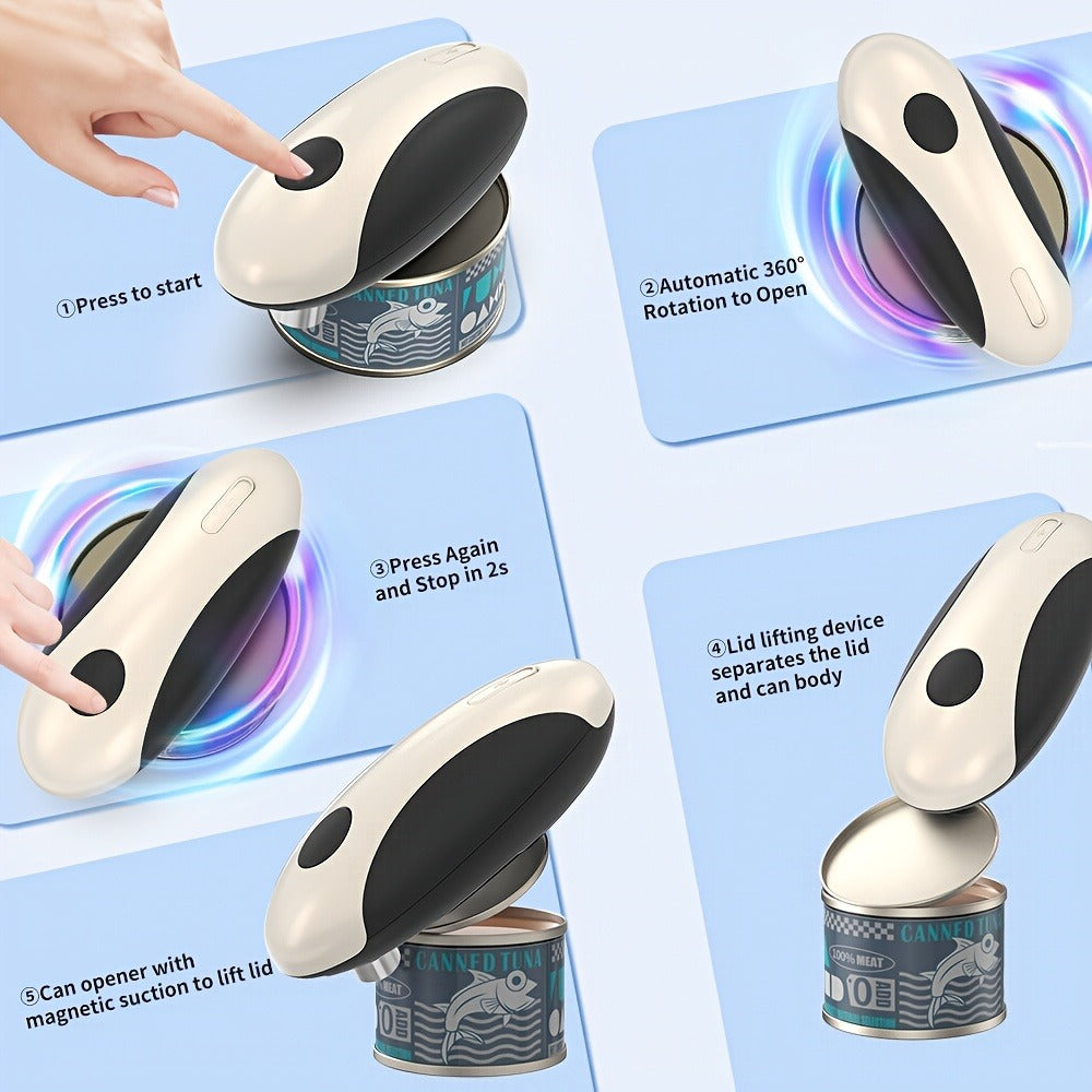 Cliton One-Touch Electric Can Opener with USB-C Rechargeable Power and Four Color Selections