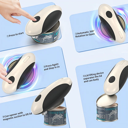 Cliton One-Touch Electric Can Opener with USB-C Rechargeable Power and Four Color Selections