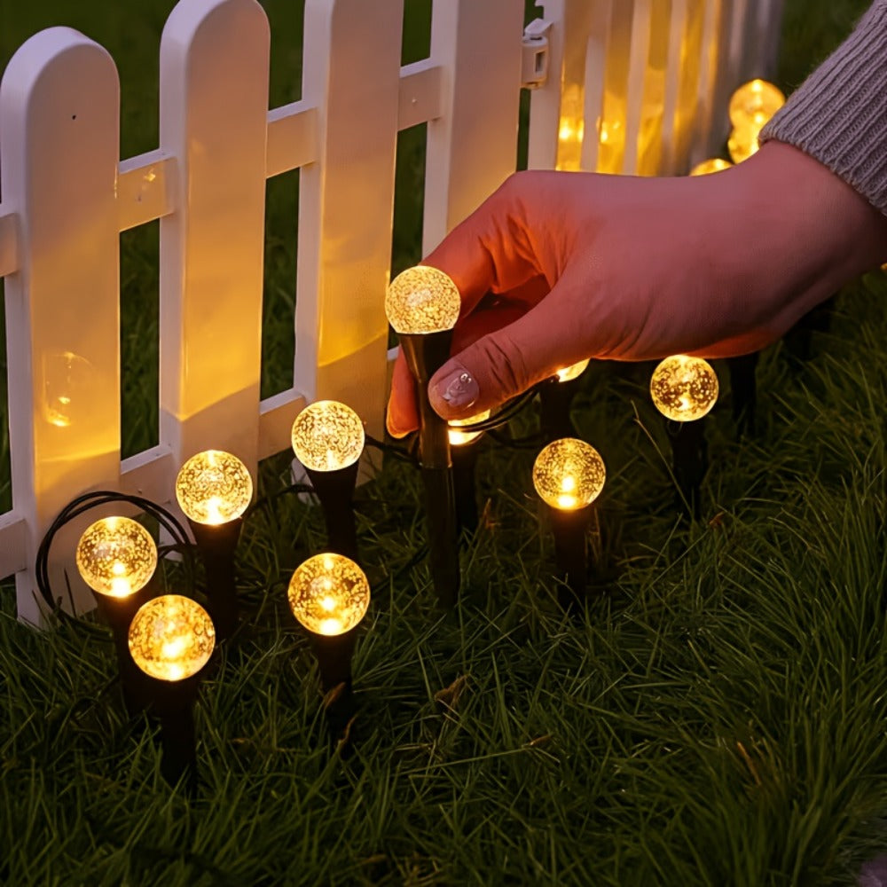 Solar Garden Lights Outdoor 30 Pack Crystal Bubble Ball Ground Spike LED - 8 Modes Waterproof Solar Powered Landscape Fairy Lights for Yard Lawn Pathway Patio Camping Christmas Holiday Decoration