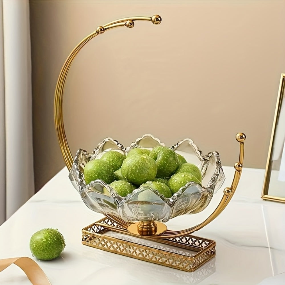 Glass Fruit Bowl Decorative Serving Tray - Modern Minimalist Centerpiece for Living Room, Dining & Kitchen | European Luxury Style Home Decor, Party Display for Thanksgiving, Christmas & New Year