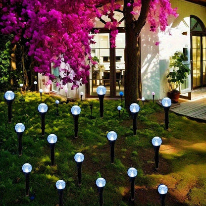 Solar LED Garden Path Lights 30pcs Bubble Shape | Auto On at Night | Waterproof Outdoor Stake Lights | Colorful & Warm White | Lawn Landscape Lights for Garden Patio Wedding Party Festival