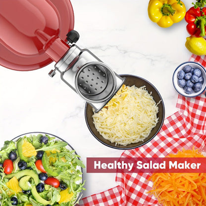 Stainless Steel Slicer Shredder Attachment for Stand Mixers with 4 Dishwasher Safe Blades – Multi-Function Vegetable Fruit Cheese Grater Salad Maker & Powder Grinder for Carrots Potatoes