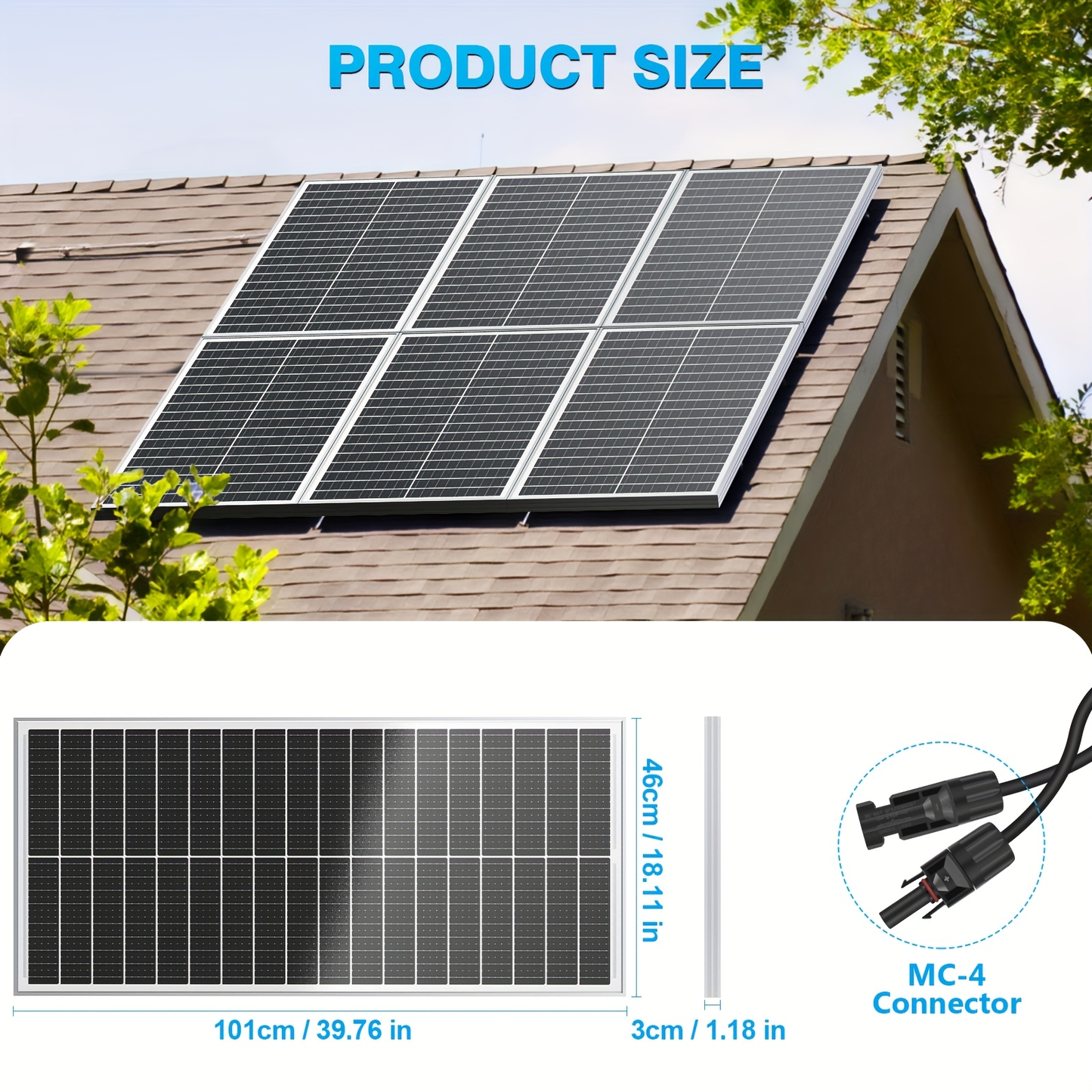Solar Panel 100W 12V 18BB Monocrystalline 24% High Efficiency PV Module Power Charger for RV Battery Marine Rooftop Farm Home Camping Caravan Off-Grid System