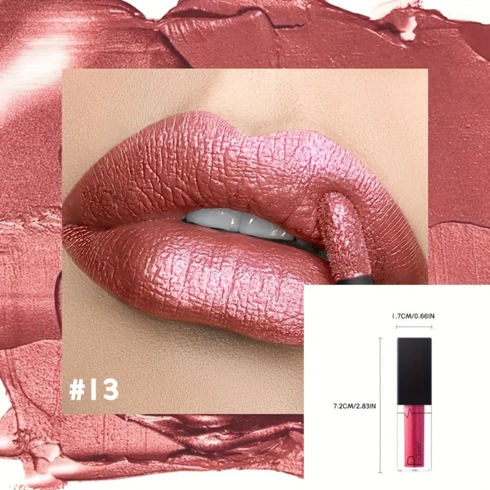 Metallic Shimmer Lip Gloss with Wand Applicator and Eleven Numbered Shade Options from 13 to 24