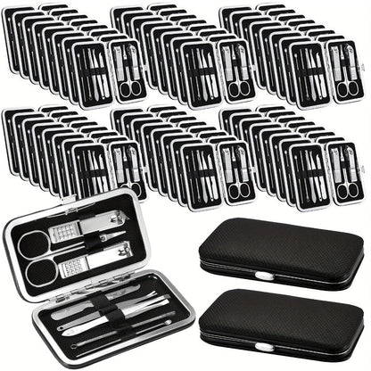 Bulk Nail Clipper Set 50 Pack 8-in-1 Stainless Steel Manicure Pedicure Kit with Portable Travel Case – Professional Grooming Tools Gift Set for Men Women Family Corporate Employees Clients