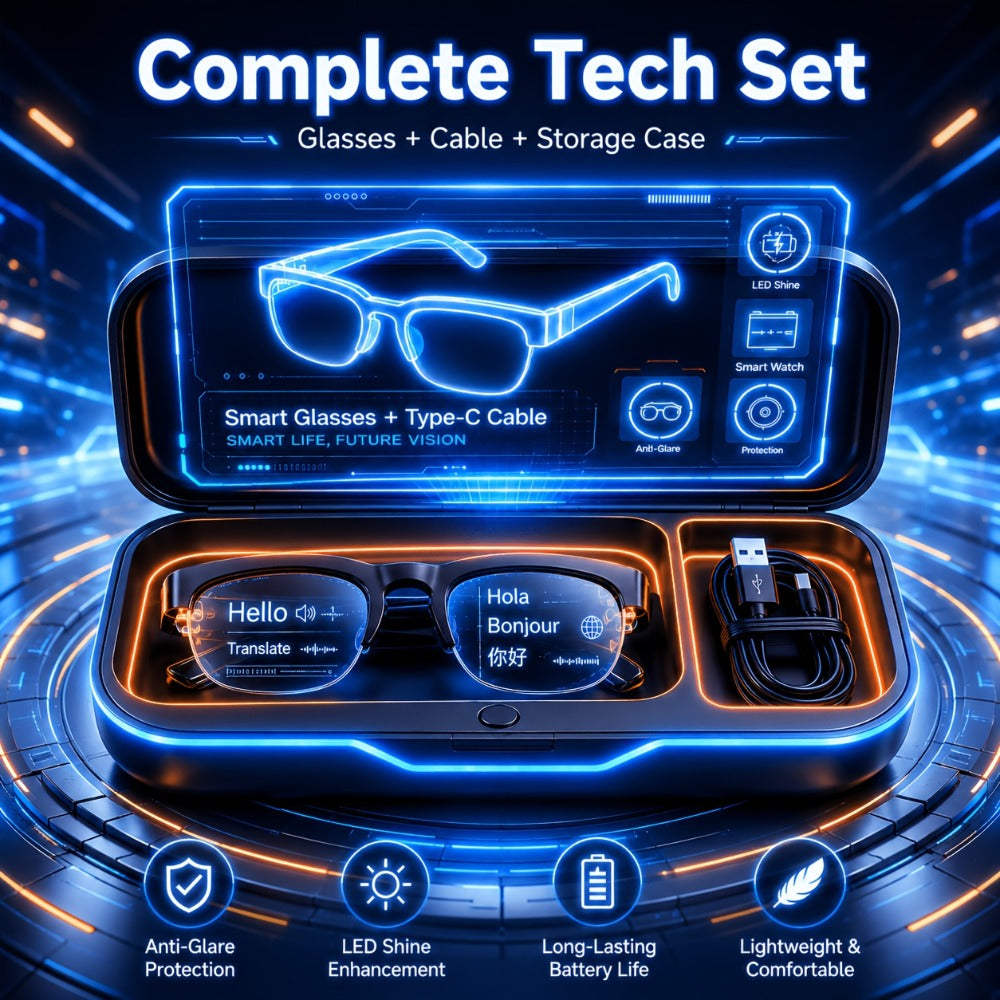 Smart Glasses Open-Ear Audio Gift Set with Bluetooth Calls, Music, Translation and Included Carrying Case