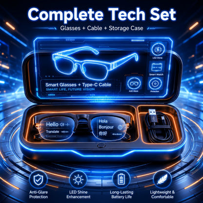 Smart Glasses Open-Ear Audio Gift Set with Bluetooth Calls, Music, Translation and Included Carrying Case