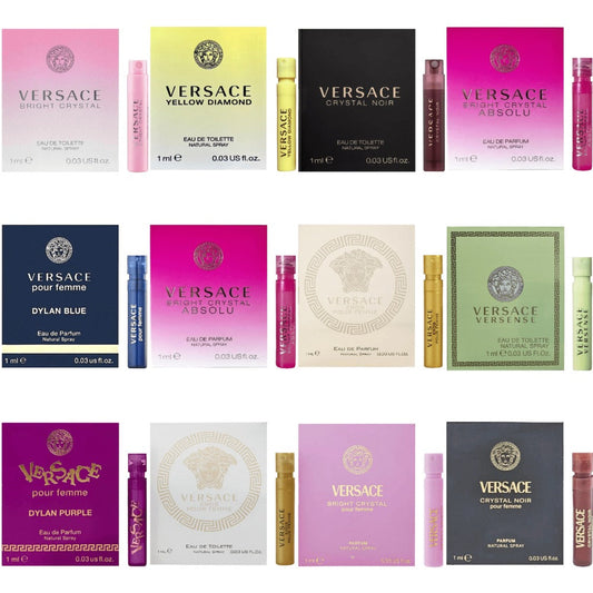 Perfume Sampler Set for Women Versace Collection 12 x 1ml Fragrance Discovery Kit Try Before for Bath Time, Home Spa and Personal Care