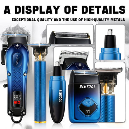 Hair Clippers & Trimmers BLUTOOL Blue or Black Multi-Tool Sets with LCD Displays, USB Charging and Three Models
