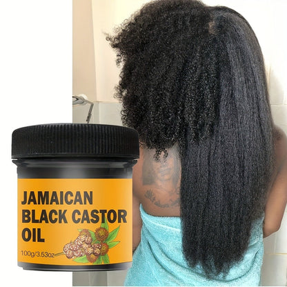 Jamaican Black Castor Hair and Scalp Oil in a 100g Wide-Mouth Jar with 3.53 oz Net Weight Label
