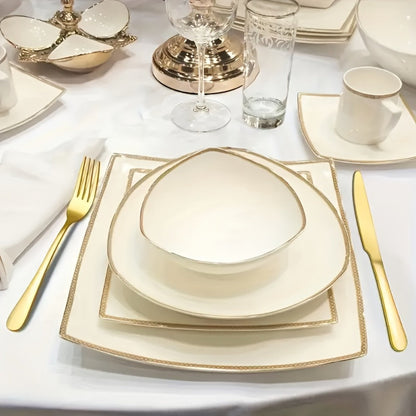 20- or 60-Piece Flatware Set in Silver, Gold or Rainbow Finish with Five-Piece Place Settings