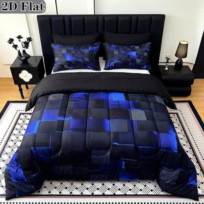 Checkered Quilt Bedding Set in Five Color Designs with Twin, Full, Queen and King Checkout Sizes