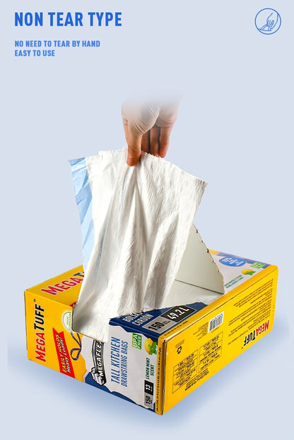 13-Gallon Scented Drawstring Trash Bags, 150-Count Pack in Three 50-Bag Rolls with Blue Ties