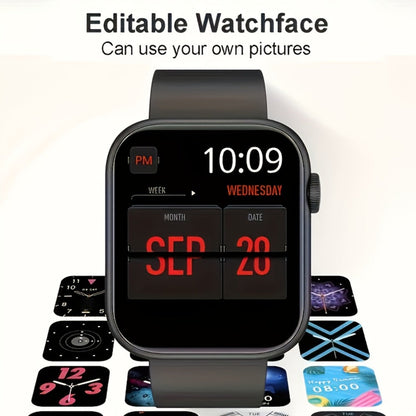 Smart Watch 1.83-Inch Edge-to-Edge Touch Display with Custom Faces, Calling and Black or Pink Bands