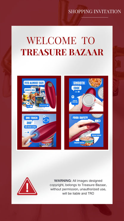Cordless One-Touch Can Opener in Two Models: Black Big Helper or Red Master Opener Selection