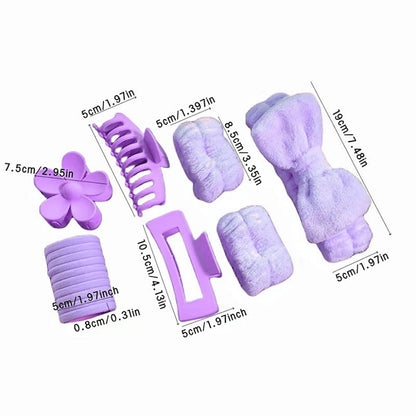 Hair Accessories Mixed Headband, Hair Clip, Hoop and Elastic Set in Fourteen Color Combinations
