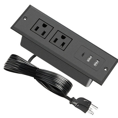 Power Strip Recessed Desk Outlet with Flush-Mount Design, USB-A, USB-C and 1.5-Meter Extension Cord