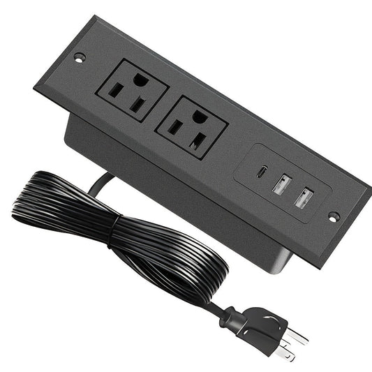 Power Strip Recessed Desk Outlet with Flush-Mount Design, USB-A, USB-C and 1.5-Meter Extension Cord