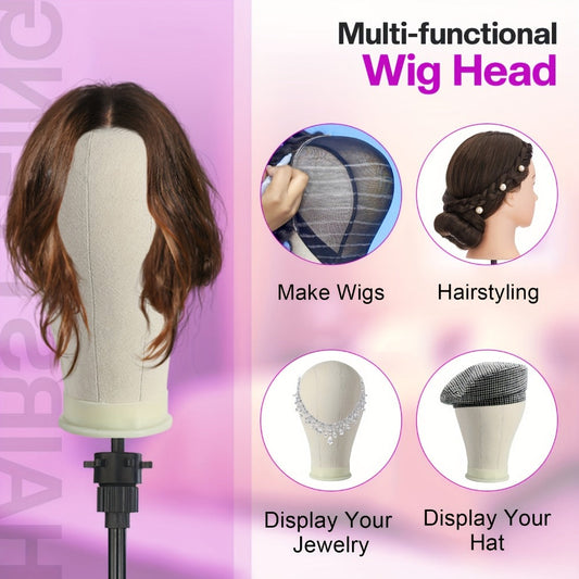 Mannequin Head Wig Stand Set with Adjustable Tripod 22 Inch Cosmetology Manikin Head for Wigs Styling Practice Display Pink Black White Home Salon Beauty School Hair Cutting