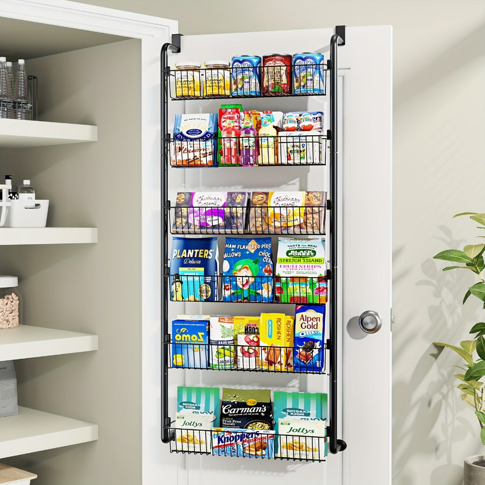 Over The Door Organizer - Multi-Layer Pantry Storage Rack for Kitchen Bathroom Laundry Room, Space Saving Door Hanging Shelf