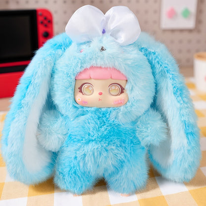 Plush Toy – Kawaii Rabbit with Detachable Face Panel and Assorted Character Styling for Display