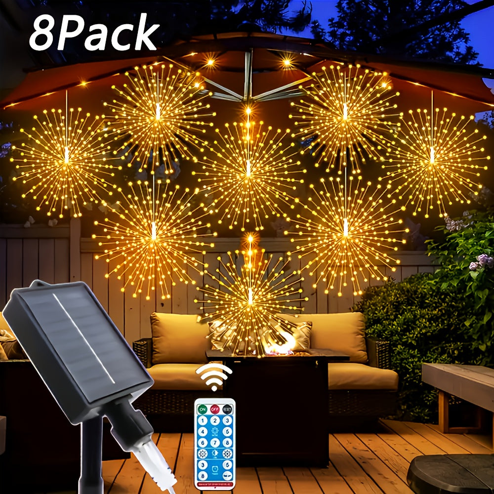 Solar Starburst Ball Light Set with Eight 480-LED Pieces, Remote Control and Three Color Options