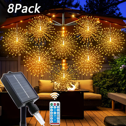 Solar Starburst Ball Light Set with Eight 480-LED Pieces, Remote Control and Three Color Options