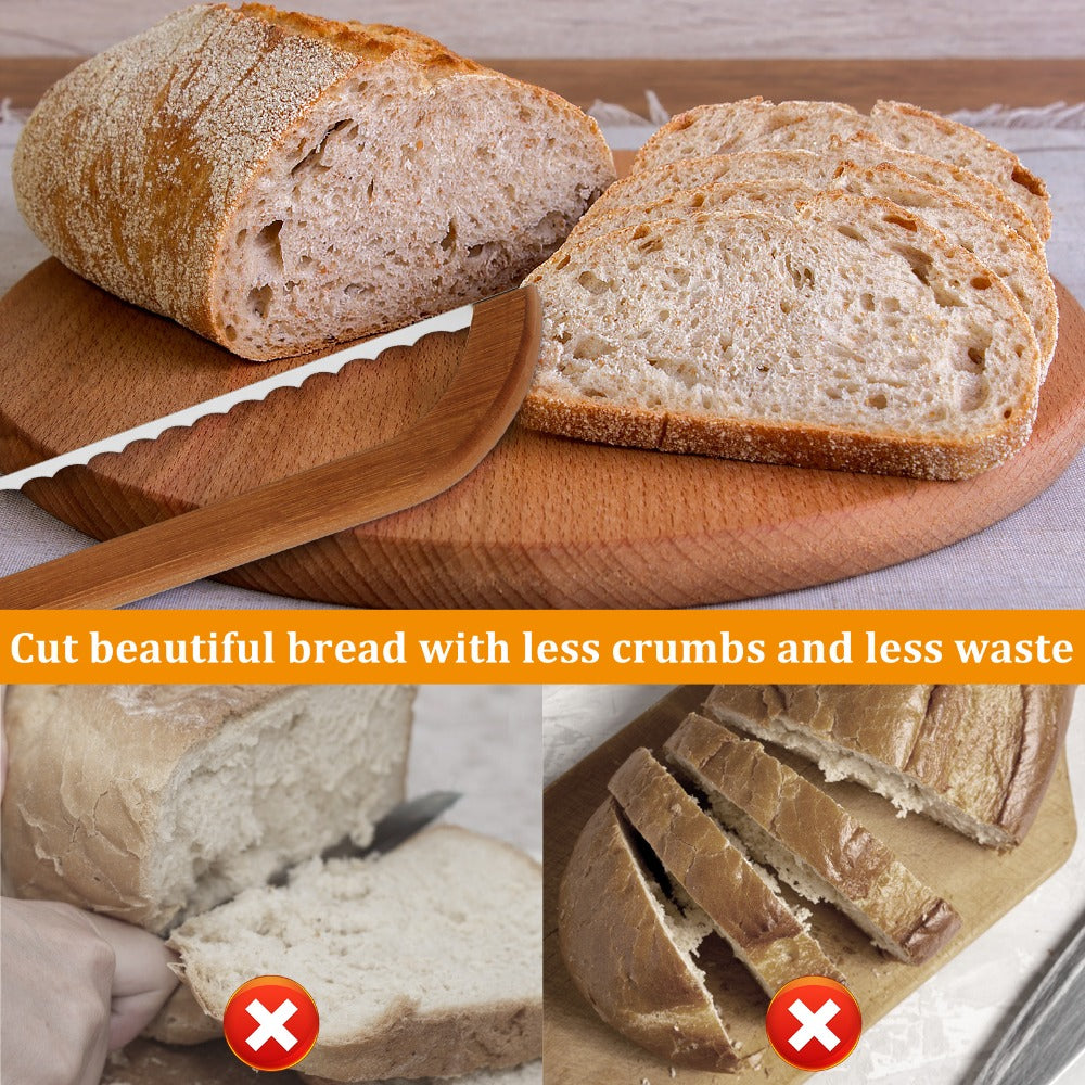 Serrated Bread Knife – 304 Stainless Steel Blade with Bamboo Handle, 15.7" Bread Slicer for Sourdough, Bagels, Baguettes & Homemade Loaves