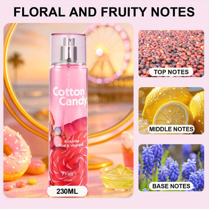Fragrance Body Mist for Women, Floral, Fruity, Musk & Vanilla Body Spray with Aloe & Vitamin E, 3-8 fl oz