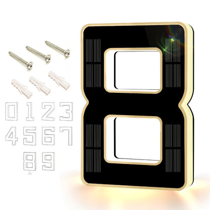 LED Solar House Number Light 6.7 Inch Wall Mounted – Smart Sensor Illuminated Address Number for Home Decor, No Wiring Energy-Saving Solar Powered Outdoor Light