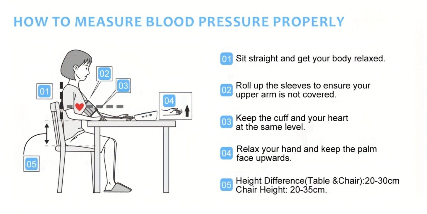 Blood Pressure Monitor by MOOD LIGHT, Upper-Arm LCD Device with Voice, Dual-User Memory and Adjustable Cuff
