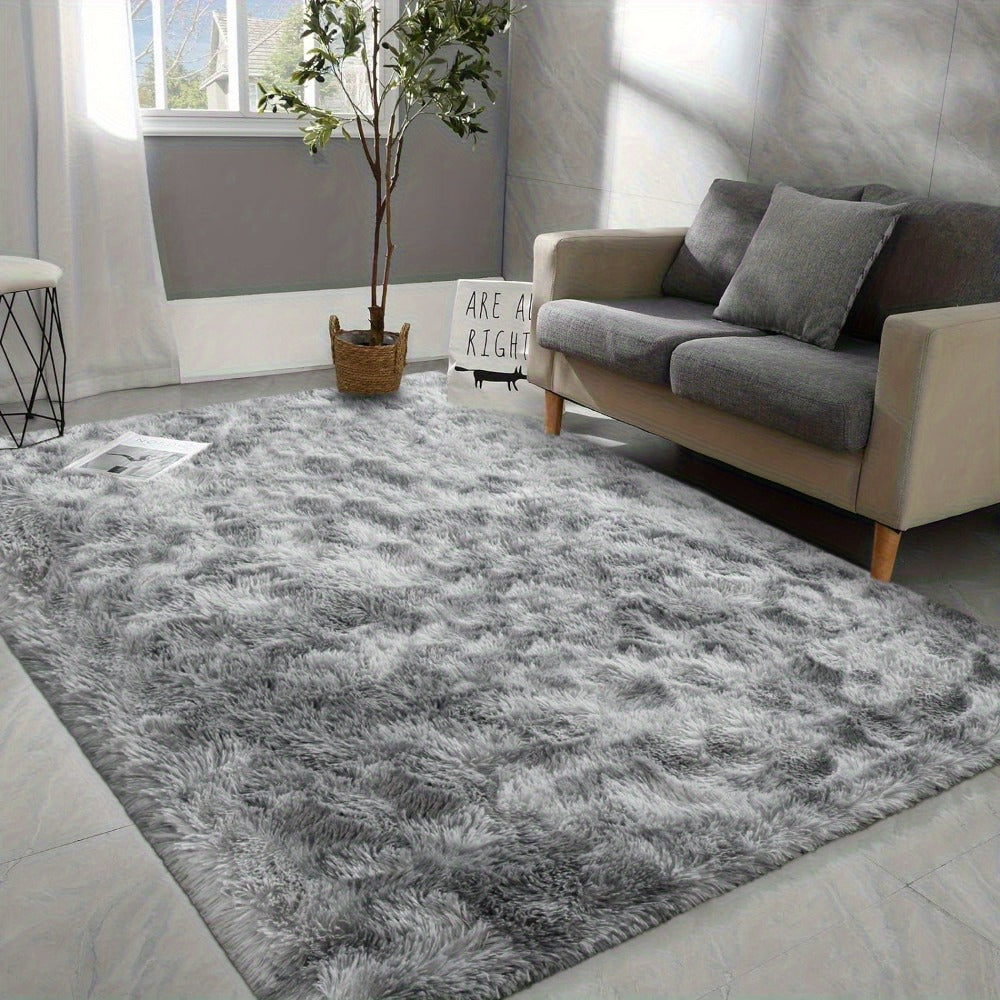 Shaggy Area Rug Soft Plush Fuzzy Carpet Non-Slip Tie-Dye Design for Bedroom Living Room Nursery Dorm — Pet Friendly Machine Washable Multiple Sizes & Colors