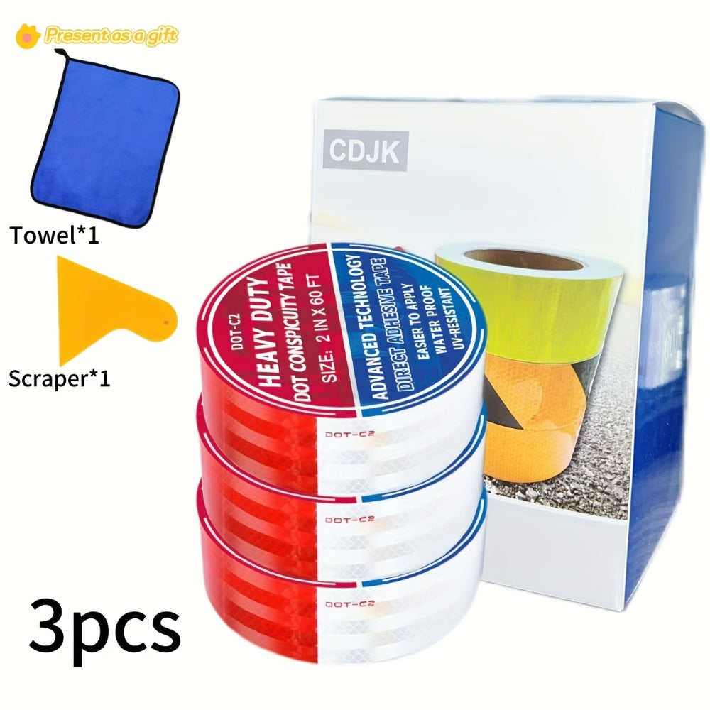 DOT-C2 Reflective Tape 2"x60' High Intensity Prismatic Self-Adhesive Safety Strip – Waterproof Wear-Resistant Ultra Bright for Cars Trucks Bikes Helmets Jackets & Outdoor Gear