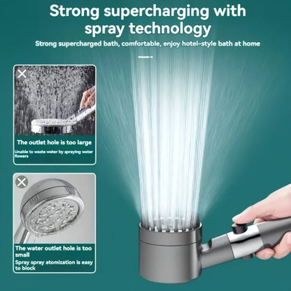 Nine-Piece Handheld Shower Head Set with Three Spray Modes, 59-Inch Hose, Five Cartridges and Wall Bracket