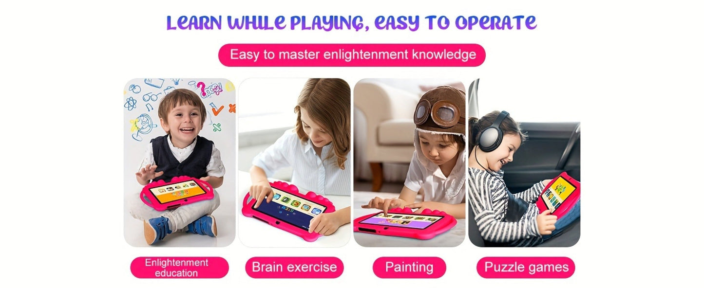 Kids Tablet 7 Inch with Android 14, 2GB RAM, 32GB Built-In Storage, Dual Cameras and Protective Case