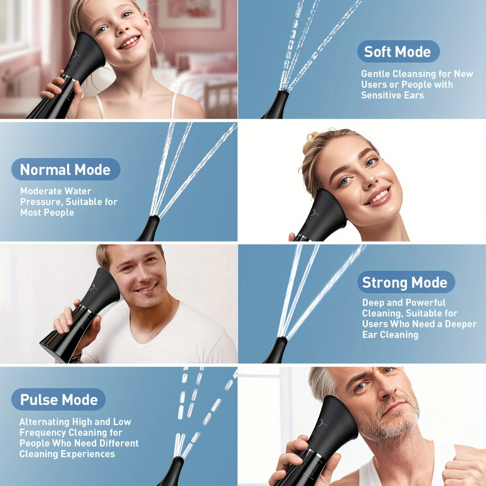 Electric Ear Irrigation Kit with Four Modes, Dual-Tank Layout, Temperature Indicator and Six Nozzle Tips