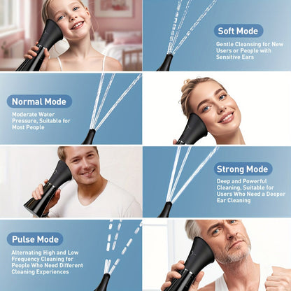 Electric Ear Irrigation Kit with Four Modes, Dual-Tank Layout, Temperature Indicator and Six Nozzle Tips