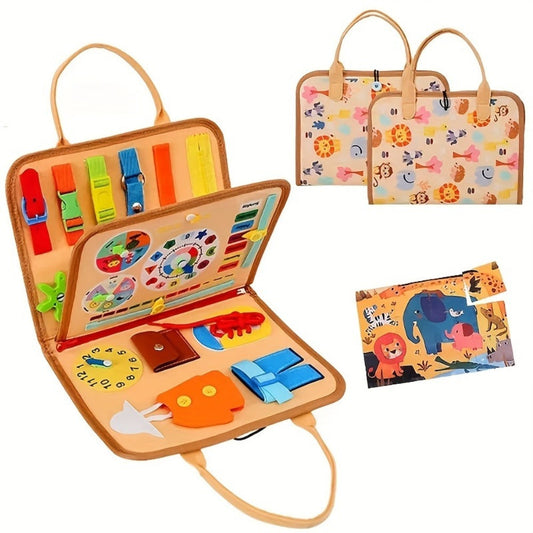 Busy Board for Toddlers 1 2 3 Years Old Montessori Sensory Activity Travel Toy with Zippers Buckles Buttons Laces | Fine Motor Skills Learning Toy for Boys Girls | Birthday Christmas Gift
