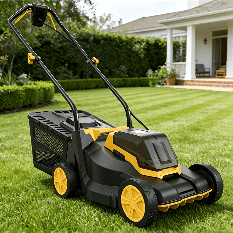 Brushless Cordless Lawn Mower 20V Compatible with Dewalt 20V MAX Battery 14-Inch 700W Pure Copper Motor 3-Level Height Adjustment 7.4-Gallon Grass Catcher Foldable Lightweight Push Mower Tool Only