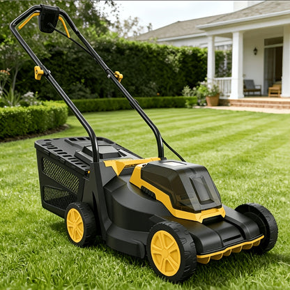 Brushless Cordless Lawn Mower 20V Compatible with Dewalt 20V MAX Battery 14-Inch 700W Pure Copper Motor 3-Level Height Adjustment 7.4-Gallon Grass Catcher Foldable Lightweight Push Mower Tool Only