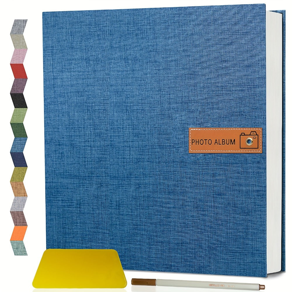 Self-Adhesive Linen Photo Album with 40- or 60-Page Options, Two Cover Sizes, Metal Pen and 12 Colors