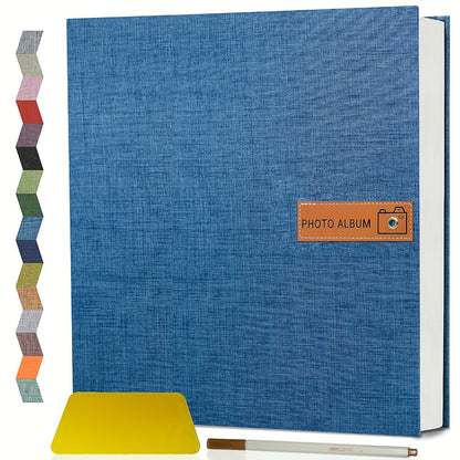 Self-Adhesive Linen Photo Album with 40- or 60-Page Options, Two Cover Sizes, Metal Pen and 12 Colors