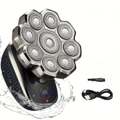 Men's Electric Rotary Shaver 7D 9D with LED Display — Titanium Blades, Wet & Dry, USB-C Fast Charging, Head Shaver & Bald Barber Tool, Father's Day Gift for Men