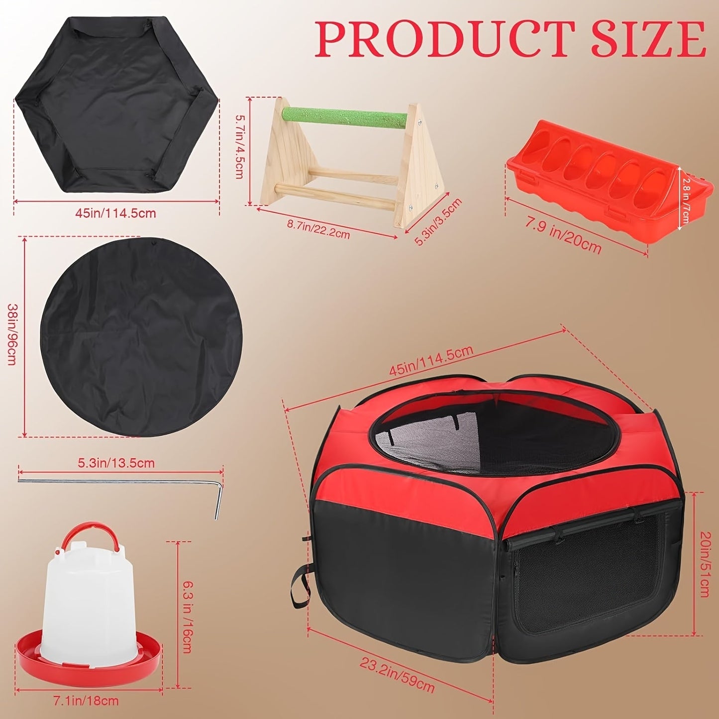 Chicken Brooder Tent Bundle | Chick Playpen Feeder Waterer Perch Kit