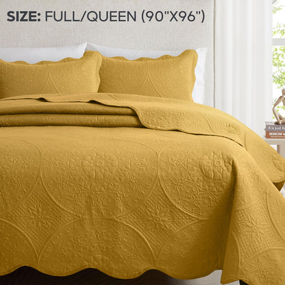 Quilted Bedspread Set 3 Piece – Soft Floral Coverlet with Pillow Shams, Lightweight Breathable Quilt for Bedroom & Guest Room, All Season Bed Cover