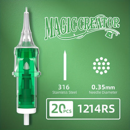 Disposable Tattoo Needles 20pcs Mixed Set RL RS M1 C-M — Multi-Gauge High Transparency Cartridge, Lasting Sharpness, Ample Ink Capacity, for Professional Artists & Beginners