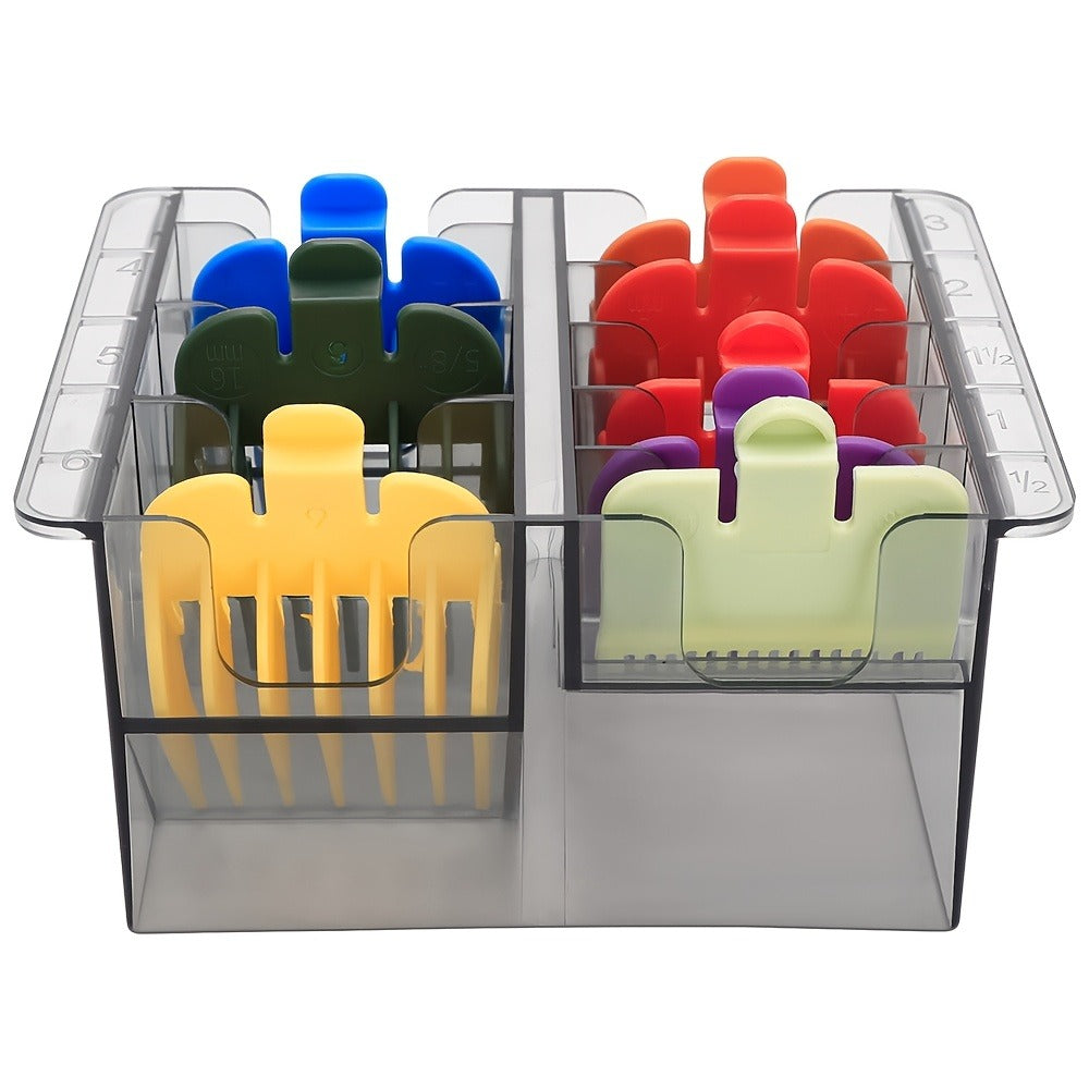 Clear 8-Slot Barber Tool Organizer Box with Lid for Clipper Guards, Combs and Grooming Accessories