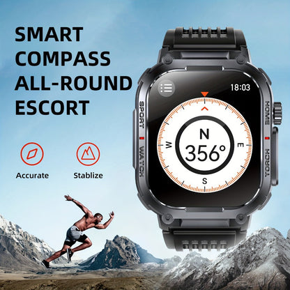 Smartwatch for Men 2.02 Inch with LED Flashlight, Wireless Calling and Activity Tracking for Outdoor Use