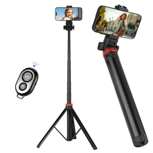 83 Inch Tall Phone Tripod Adjustable with Wireless Remote & Stable Base – Upgraded Extra-Tall Retractable Stand for iPhone 17/15/14, Android & Camera, Live Streaming, TikTok & Short Video Content