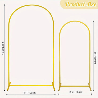 Metal Wedding Arch Backdrop Set 2pcs 7.2FT & 6FT - Heavy Duty Balloon Flower Arch Frame for Weddings Birthdays Eid Ramadan Indoor Outdoor Party Decor